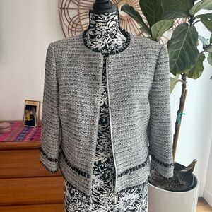 Ted Baker Black and White Textured Blazer with Tailored Silhouette